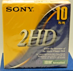 SONY - Sealed Pkg. of 10 - 3.5" Computer Diskettes -IBM Formatted - HD - NOS - - Photo 1/6