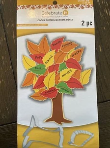 Celebrate It Thanksgiving Cookie Cutters 2 Pieces, Tree and Autumn Leaf Design - Picture 1 of 2