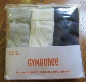 NWT NIP Gymboree 3 pr PLAIN WHITE / GRAY / BLACK BRIEF UNDERWEAR Size 2T-3T - Picture 1 of 1