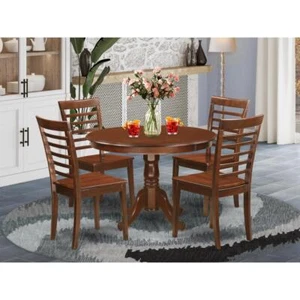 5  Pc  set  with  a  Round  Dinette  Table  and  4  Leather  Kitchen  Chairs... - Picture 1 of 4