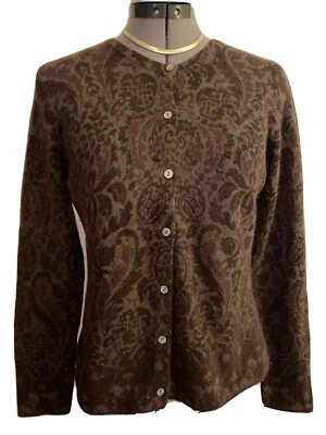 Suéter cárdigan de lana de cordero/angora Tweeds. "Talla S. A través del pecho 18,5""" Foto 1 de 4