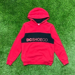 Vintage DC Shoes Hoodie Mens Medium Red Sweatshirt Skateboard Spellout Sweater - Picture 1 of 8
