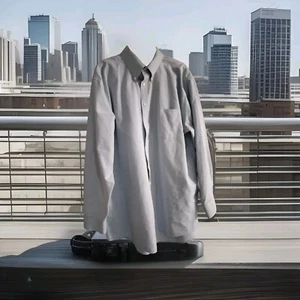 Stafford Dress Shirt Mens Size 17.5 34/35 Oxford Travel Button Down Long Sleeve - Picture 1 of 8