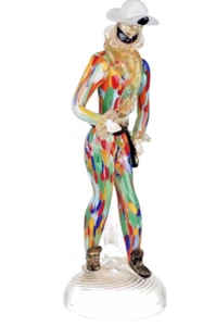 MURANO Art Glass Commedia Dell'Arte Gentleman Figurina Gianni Seguso Italia Nuova - Foto 1 di 9