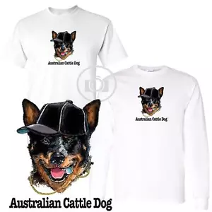 T-Shirt Australian Cattle Hund lustige Rasse Cartoon kurzärmelig weiß M-3X - Bild 1 von 3