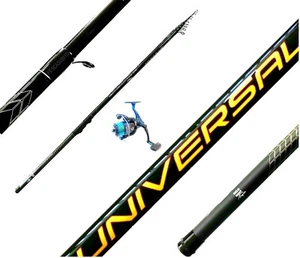 Kit Canna Bolognese 5 Metri + Mulinello Filo Pesca Mare Lago Fiume Scogliera 5MT - Foto 1 di 4