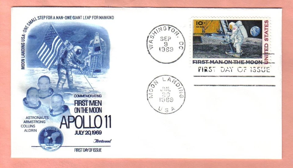 USA #C76-290-FDC-1st Moon Landing-Fleetwood blue cachet Re-issue ( For A Man) - Image 1 of 1