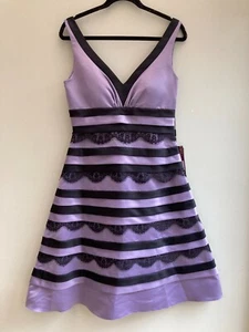 DRESS OCCASION BY GINO CERRUTI UK 12 MED SHUTTER STYLE DEEP LILAC & BLACK BNWT - Picture 1 of 6