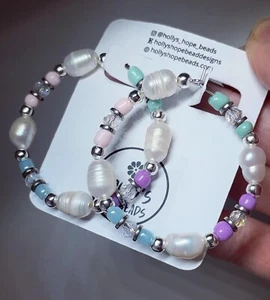extra large hoop earrings | beaded large hoops - Picture 1 of 3