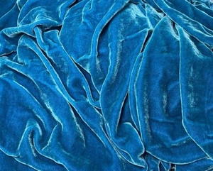 Exquisite SILK VELVET fat quarter 18x22 Agean Sea - deep rich teal green/blue - Picture 1 of 1