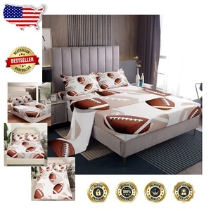 Full Size Microfiber Football Bedding Set for Boys & Girls - 4 Pieces - Picture 1 of 9