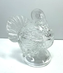 L.E. Plato para servir pavo de vidrio cubierto Smith Glass Company de colección de Acción de Gracias - Imagen 1 de 8