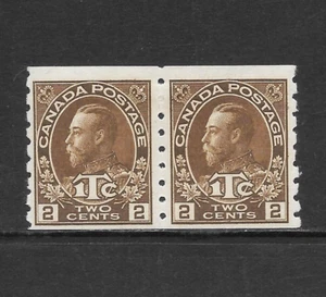 CANADA SCOTT MR7 MH PAIR - 1916 2c + 1c BROWN COIL - WAR TAX STAMP - Picture 1 of 2