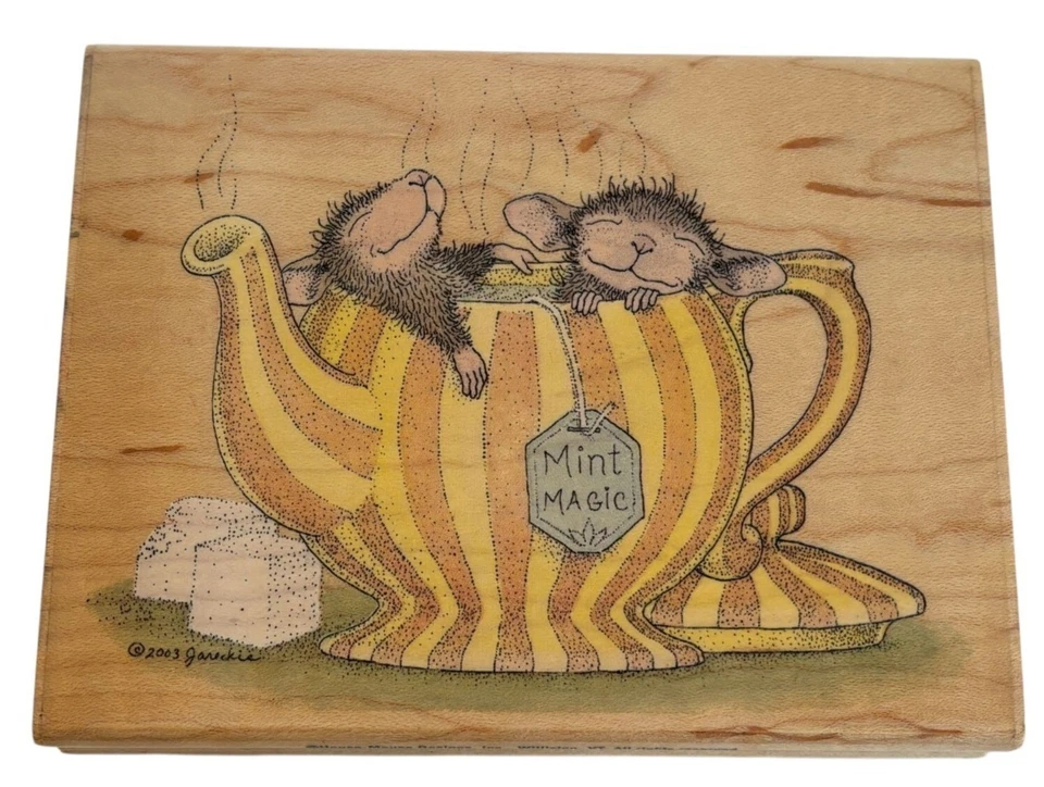 Sello de goma de ratón de casa estaban como nuevo té estar juntos taza de té amigo estampillas Foto 1 de 4