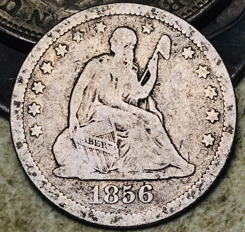 1856 Seated Liberty Quarter 25C Ungraded Choice 90% Silver US Coin CC18535 Cover