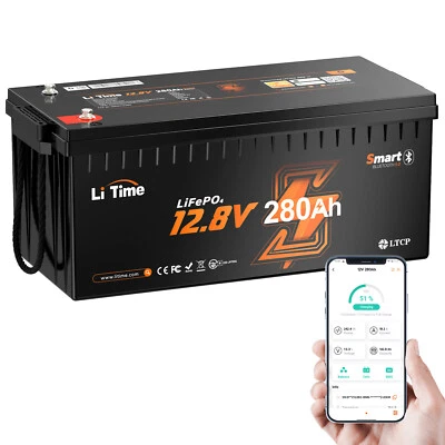LiTime 12V 280Ah Bluetooth LiFePO4 Lithium Battery For RV Solar Boat-Refurbished - Image 1 of 4