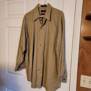 Claiborne Shirt Men’s Button Down Long Sleeve Amber twill Size 17-32/33 - Picture 1 of 4