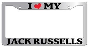 Chrome License Plate Frame I Heart My Jack Russells Auto Accessory 433 - Picture 1 of 1