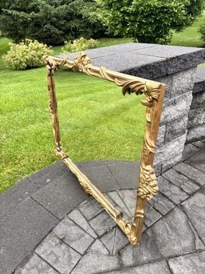 Victorian Gold Gilt Wood Frame Wall Hanging Mirror 40x33” - Image 1 of 4