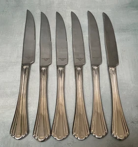 Reed and Barton ESTORIL Set 6 Steak Knives Stainless Serrated Edge - Picture 1 of 2