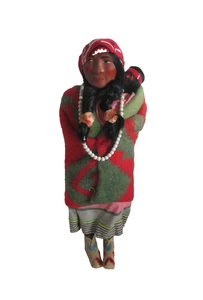 1940's  12" Female SKOOKUM Native Doll Carrying Baby on Back - Picture 1 of 6