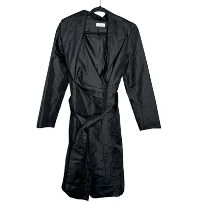 Calvin Klein S black lightweight wrap front trench coat jacket women’s size - Image 1 of 4