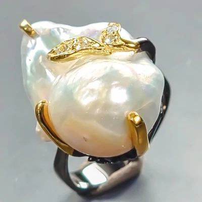 Jewellery Natural Baroque Pearl Ring 925 Sterling Silver Size 8 /R440136 - Image 1 of 4