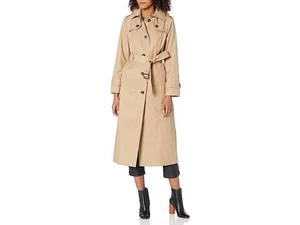 London Fog Women's Single Breasted Hooded Long Trench Coat, British Khaki, S - Picture 1 of 5