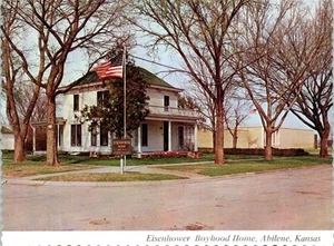 Eisenhower's Boyhood Home and now a Museum, Abilene, Kansas Postcard - Picture 1 of 2