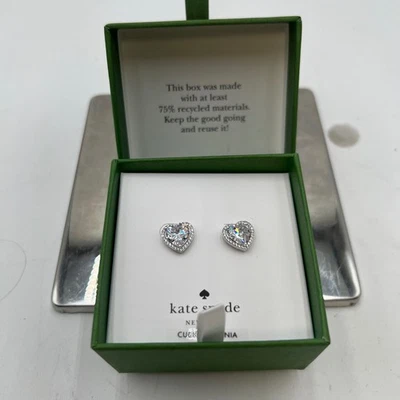 Pendientes Kate Spade New York Corazón Cristal Transparente Tono Plata Foto 1 de 4