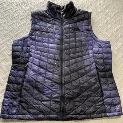 North Face Thermoball Vest Womens XL Quilted Full Zip Galaxy Print Insulated EC - Image 1 of 4