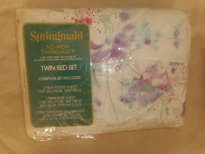 SPRINGMAID  VTG.  TWIN  BED  SET NO-IRON  TRANQUILITY  80 % poly &20% COTTON NWT - Image 1 of 4