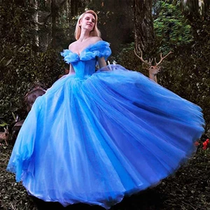 Blau Cinderella Herzausschnitt Luxus Brautkleid Erwachsene Ballkleid Hochzeitskleider - Bild 1 von 23