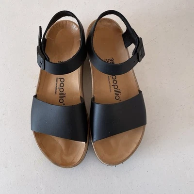 Papillio Birkenstock Women's Glenda Black Leather Platform Sandals Size EU 38 - Image 1 of 4