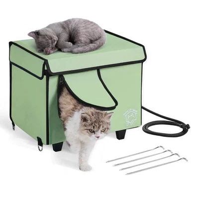 Heated Cat House for Outdoor Feral Cats Waterproof Insulated Winter Shelter - Image 1 of 4