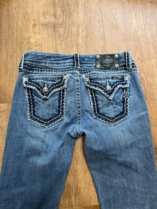 Pantalones de mezclilla Miss Me para mujer talla 29 (28x29) exclusivos ajustados al tobillo azules brillantes - Imagen 1 de 14