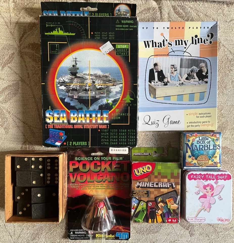 Bundle x7 Vintage & Modern Board Games, Dominoes Word Card Games, Marbles - Image 1 of 1