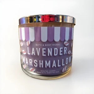 Bath & Body Works White Barn Lavender Marshmallow 3-Wick Candle Free Ship - Picture 1 of 4
