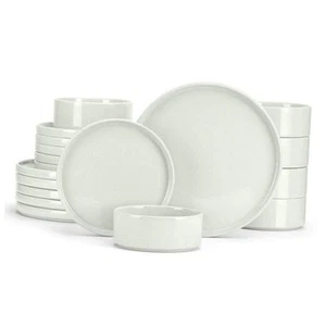 Dinnerware Sets for 6, 18-Piece Stoneware Plates and Bowls Set, Modern - Picture 1 of 7