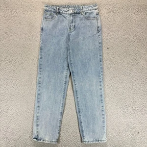 SheIn Wide Leg Sun Moon Pocket Graphic Girls 11-12Y Blue Light Wash Denim Jeans - Picture 1 of 12