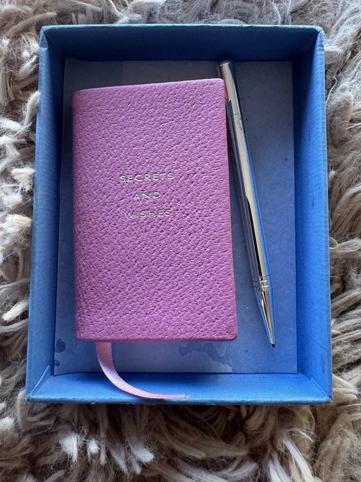 Smythson of Bond Street Vintage Pink Leather Diary Secrets + Wishes & Silver Pen - Image 1 of 4