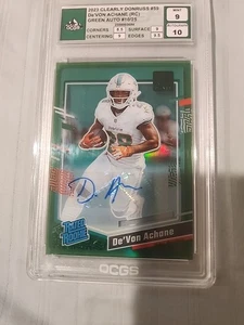 Tarjeta de radiocontrol Clearly Donruss De'Von Achane 2023 automática/25 novato no. 59 delfines  - Imagen 1 de 5