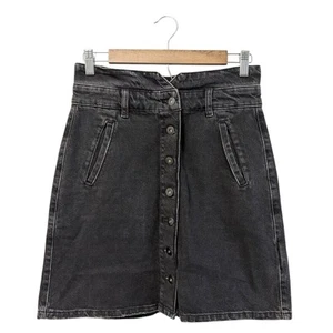 Falda Denim Anthropologie Pilcro Botón Frontal Lavada Negra, Talla 4 (OB1038066) - Imagen 1 de 9