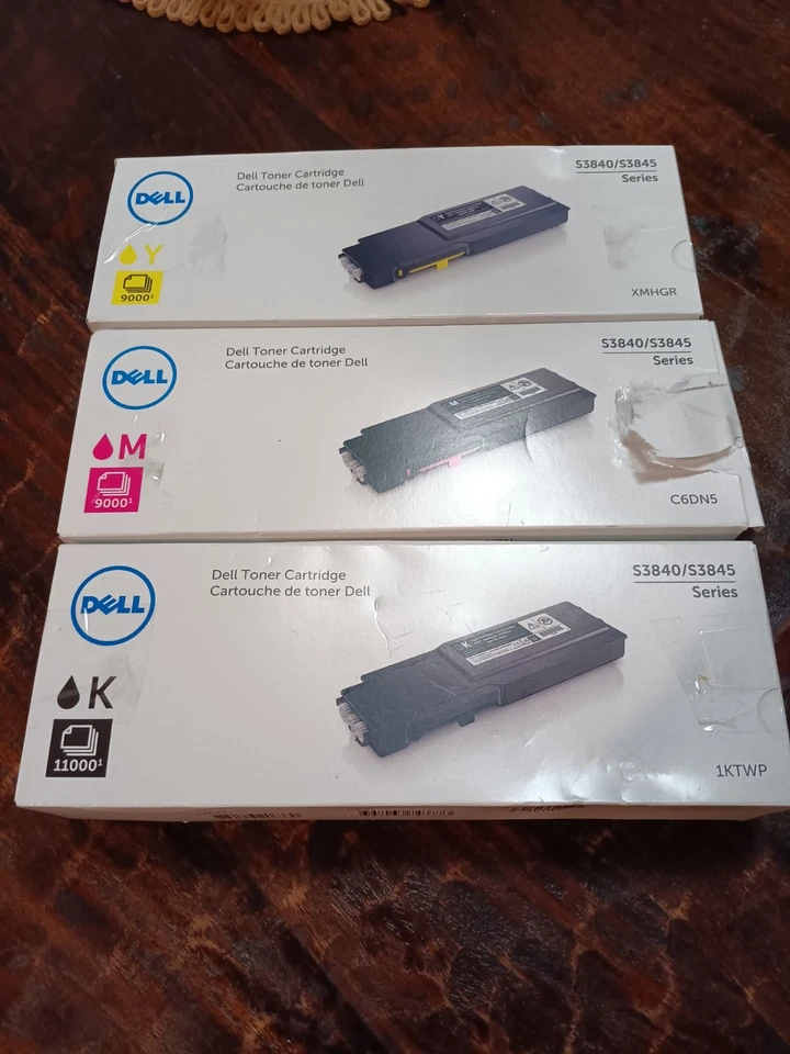 Juego de tóner color original Dell S3840 y S3845 C6DN5 XMHGR 1KTWP Foto 1 de 4