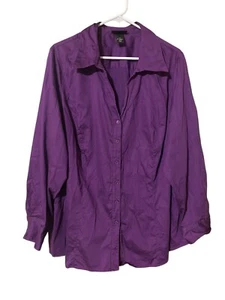 Lane Bryant Oberteil mit Knopfleiste Gr. 28 lila Bluse Kragen Langarmshirt bequem - Bild 1 von 16