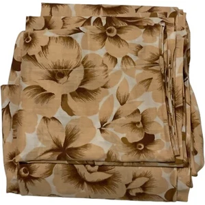 Vintage 70’s Wabasso Brown Hibiscus Floral Full Double Sheet Set Pillowcases - Picture 1 of 8