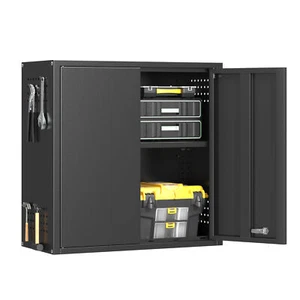 Garage Wall Cabinet Lockable Metal Wall Storage Cabinet w/ Shelf for Home Office - Picture 1 of 12