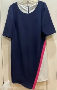 Signature by Bobbie Bee Sheath Dress Size 18 Blue Pink White Back Zip 220 - Picture 1 of 10