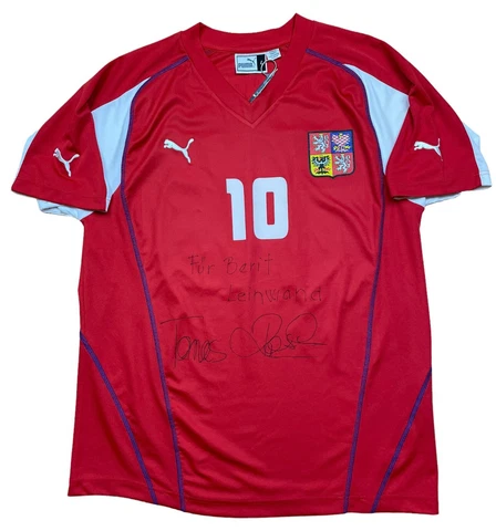 Czech Republic Home football shirt 2003 Soccer #10 Rosicky Signed Jersey Size L Cover