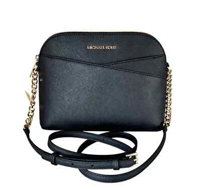 Michael Kors Jet Set Travel Black  Leather Dome Crossbody Bag  ~ FREE P&P - Image 1 of 4
